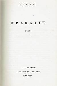 Čapek, Karel – Krakatit, Román