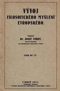 Tvrdý, Josef – Vývoj filosofického myšlení evropského (podpis)