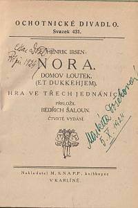 Ibsen, Henrik – Nora. Domov loutek. Hra ve třech jednáních