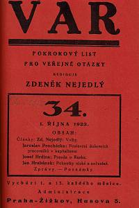 Var : pokrokový list pro veřejné otázky, Všechny ročníky (I.-V.) (1921-1930)