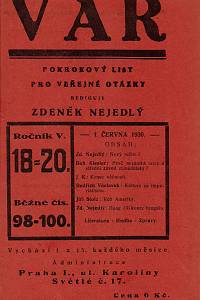 Var : pokrokový list pro veřejné otázky, Všechny ročníky (I.-V.) (1921-1930)