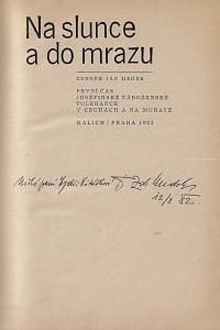 Medek, Zdeněk Jan – Na slunce a do mrazu : první čas josefinské náboženské tolerance v Čechách a na Moravě (podpis)