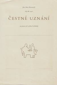 Michal, Rastislav – Jan Amos Komenský : 1670-1970 : čestné uznání za pomoc při výchově mládeže