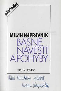 Nápravník, Milan – Básně, návěstí a pohyby : Praha 1958-1967 (podpis)