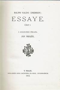 Emerson, Ralph Waldo – Essaye. Část I.-II.