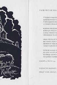 Rusek, Ladislav – Radhošť : Podvečer na Radhošti : vánoční radost a pokoj v roce 1987 přejí vám Adolf a Emilie Vodáčkovi