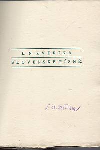 Zvěřina, Ladislav Narcis – Slovenské písně (podpis)